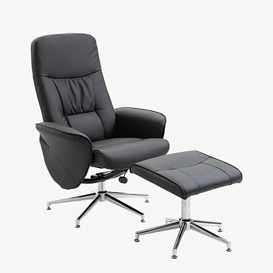 Reguleeritav must puhketool tumbaga Rolf, tehisnahast, kroomitud jalgadega, 18028-788 – 2