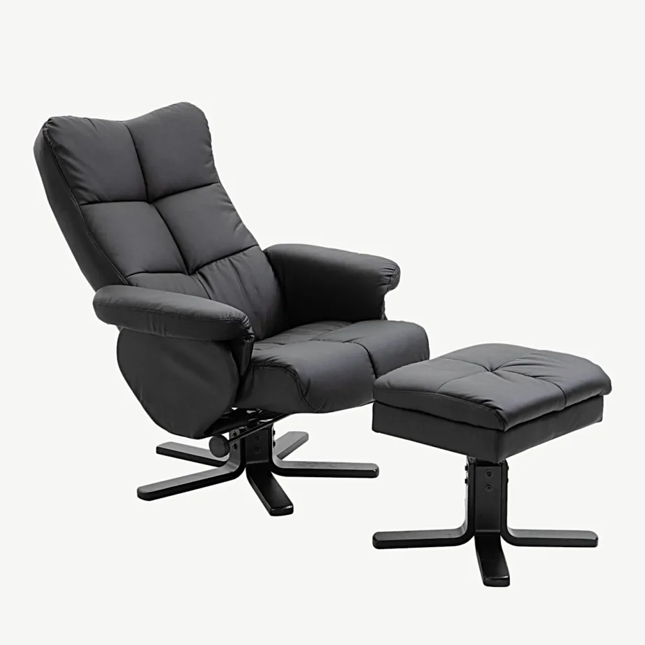 Reguleeritav must PU-kunstnahast recliner-tugitool Sven jalatoega, 18029-788 – 2