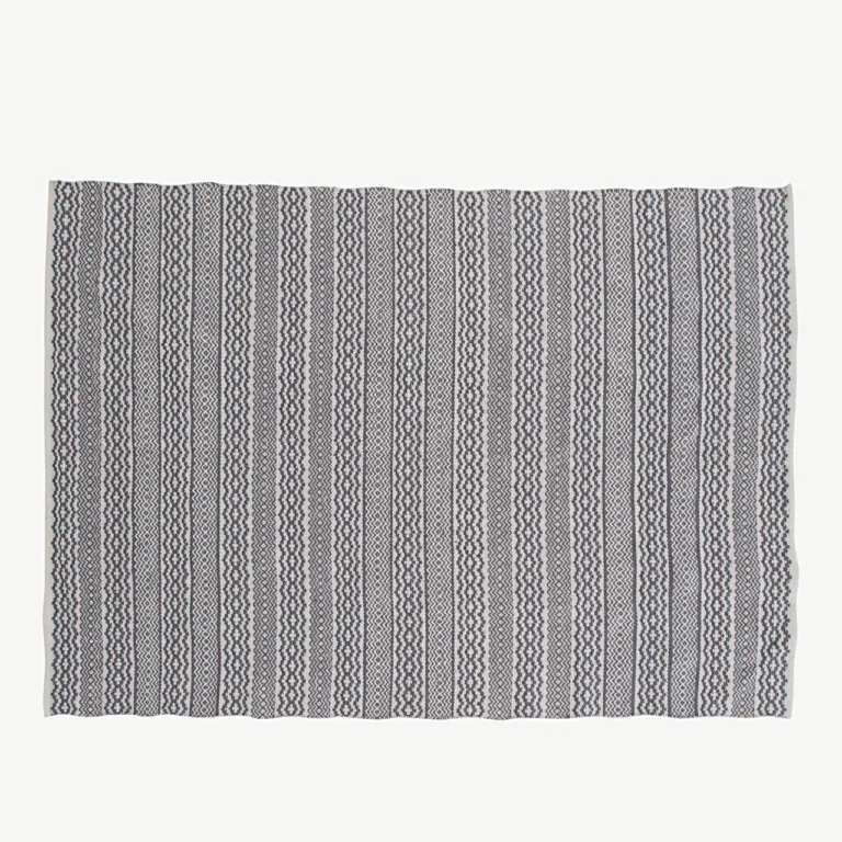 Käsitöövaip Sishu helehall mustriga, vill ja puuvill, 200 × 300 cm - 18030-331