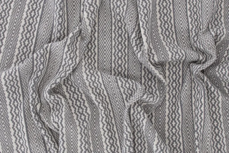 Käsitöövaip Sishu helehall mustriga, vill ja puuvill, 200 × 300 cm - 18030-331