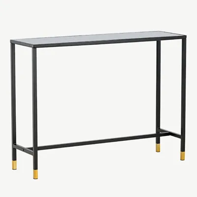 Külglaud Dipp riiuliga, must klaaspind ja terasraam, 100×30×75 cm - 18032-458