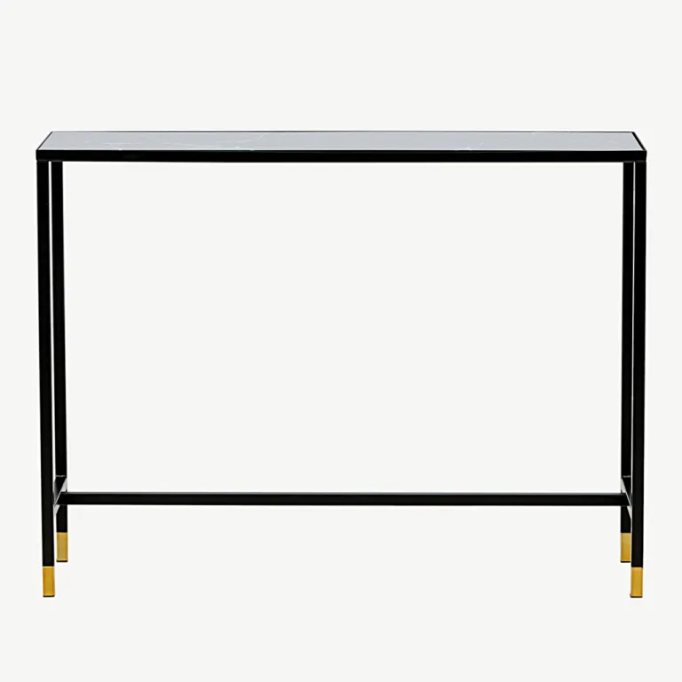 Külglaud Dipp riiuliga, must klaaspind ja terasraam, 100×30×75 cm - 18032-458