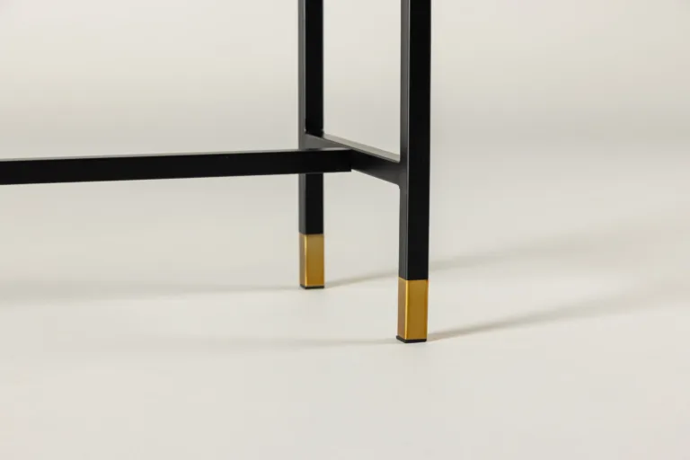Külglaud Dipp riiuliga, must klaaspind ja terasraam, 100×30×75 cm - 18032-458