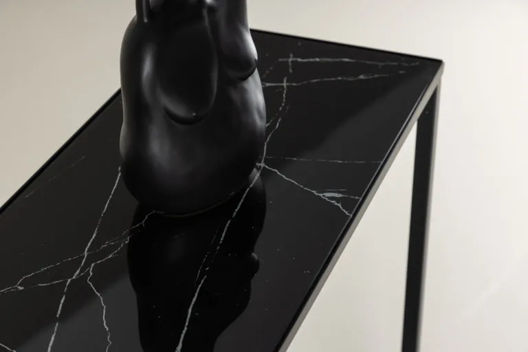 Külglaud Dipp riiuliga, must klaaspind ja terasraam, 100×30×75 cm - 18032-458