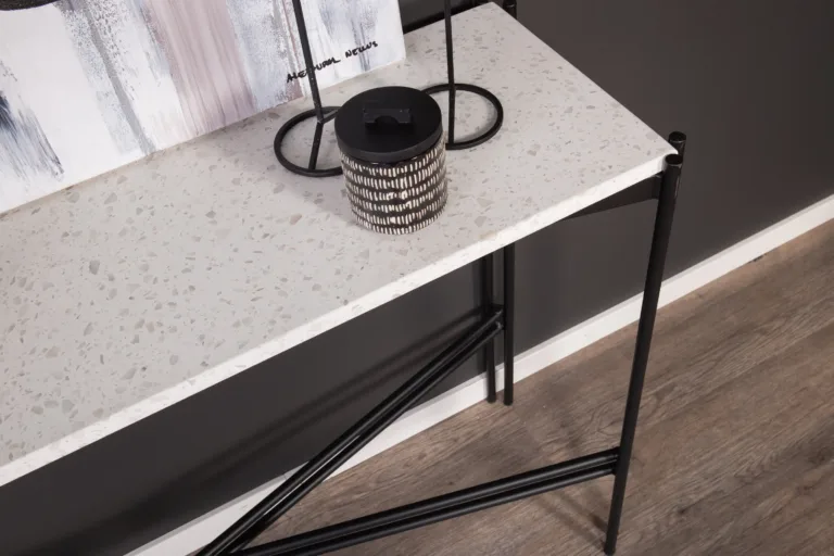 Abilaud Razzia valgest terrazzo'st mustadel terasjalgadel, 110×30×75 cm - 18036-680