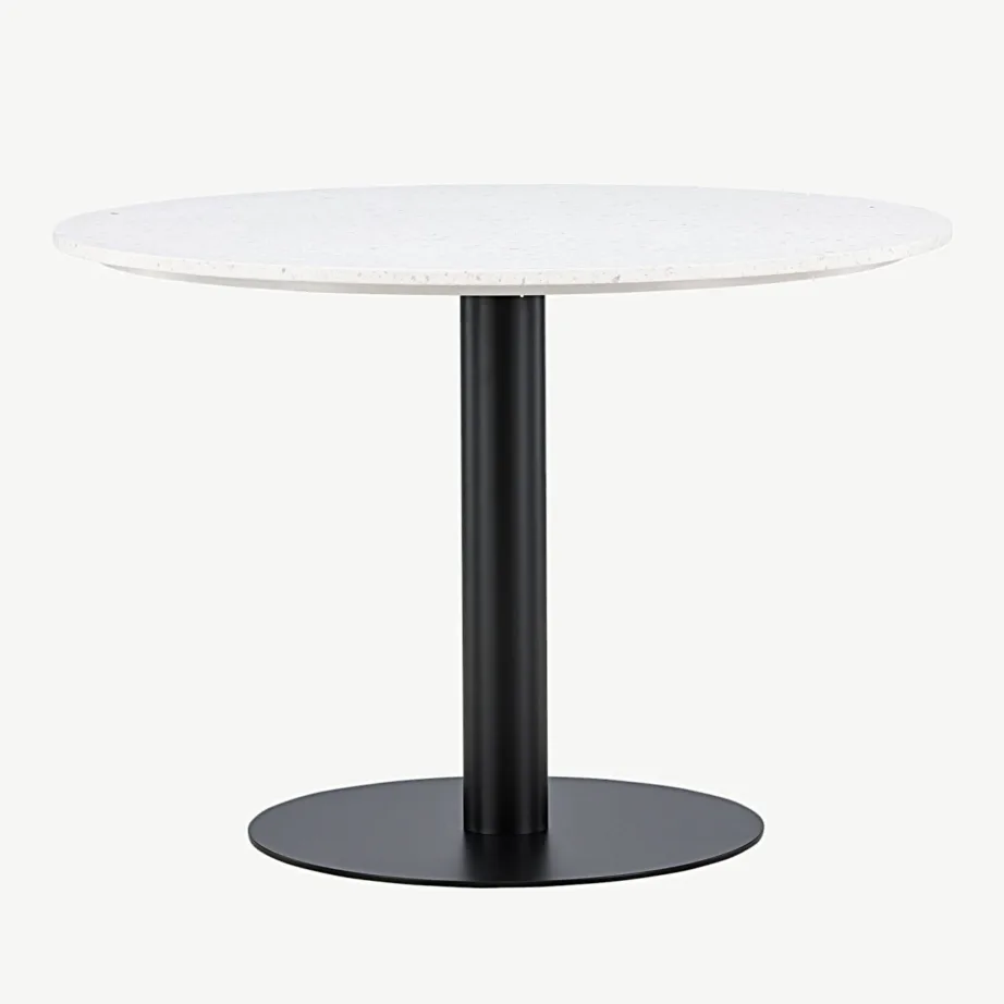 Ümmargune söögilaud Razzia valgest terrazzo’st musta terasraamiga, ø106 cm, 18042-680 – 2