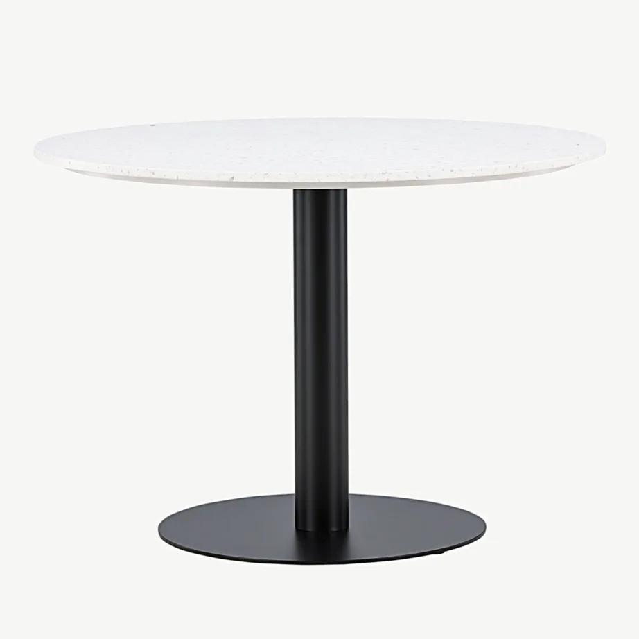 Ümmargune söögilaud Razzia valgest terrazzo’st musta terasraamiga, ø106 cm, 18042-680 – 3