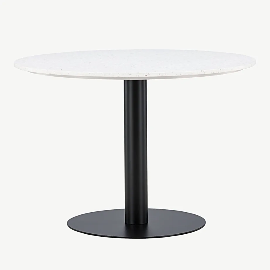 Ümmargune söögilaud Razzia valgest terrazzo’st musta terasraamiga, ø106 cm, 18042-680 – 6