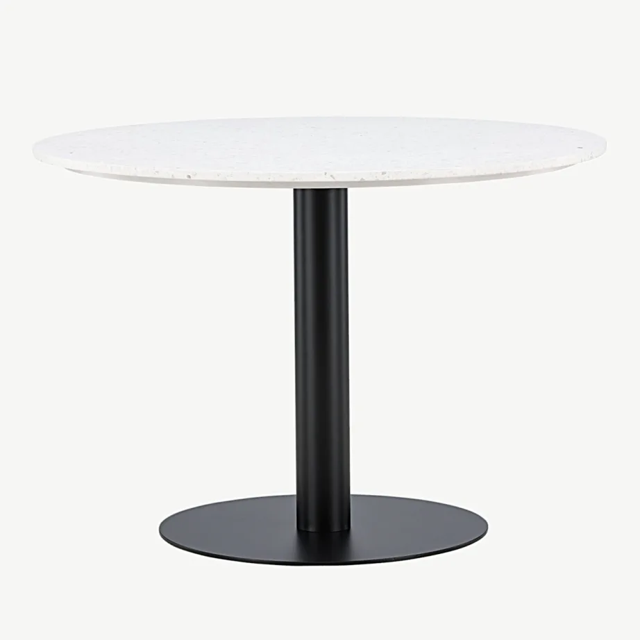 Ümmargune söögilaud Razzia valgest terrazzo’st musta terasraamiga, ø106 cm, 18042-680 – 7