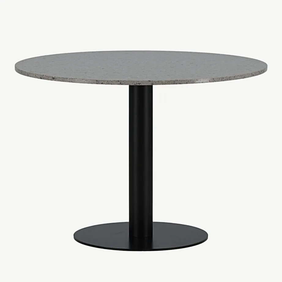 Razzia ümmargune söögilaud hallist terazzost ja mustast terasest, ø106 cm, 18042-685 – 2