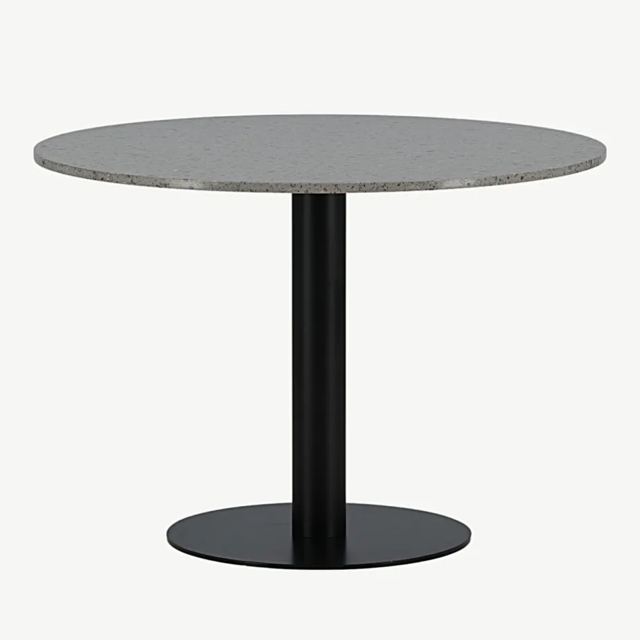Razzia ümmargune söögilaud hallist terazzost ja mustast terasest, ø106 cm, 18042-685 – 3