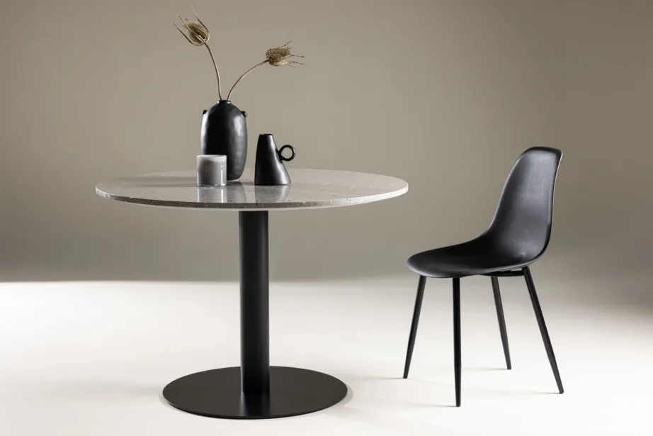 Razzia ümmargune söögilaud hallist terazzost ja mustast terasest, ø106 cm, 18042-685 – 8