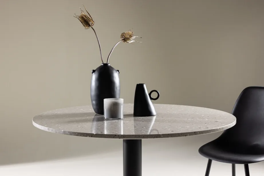 Razzia ümmargune söögilaud hallist terazzost ja mustast terasest, ø106 cm, 18042-685 – 10