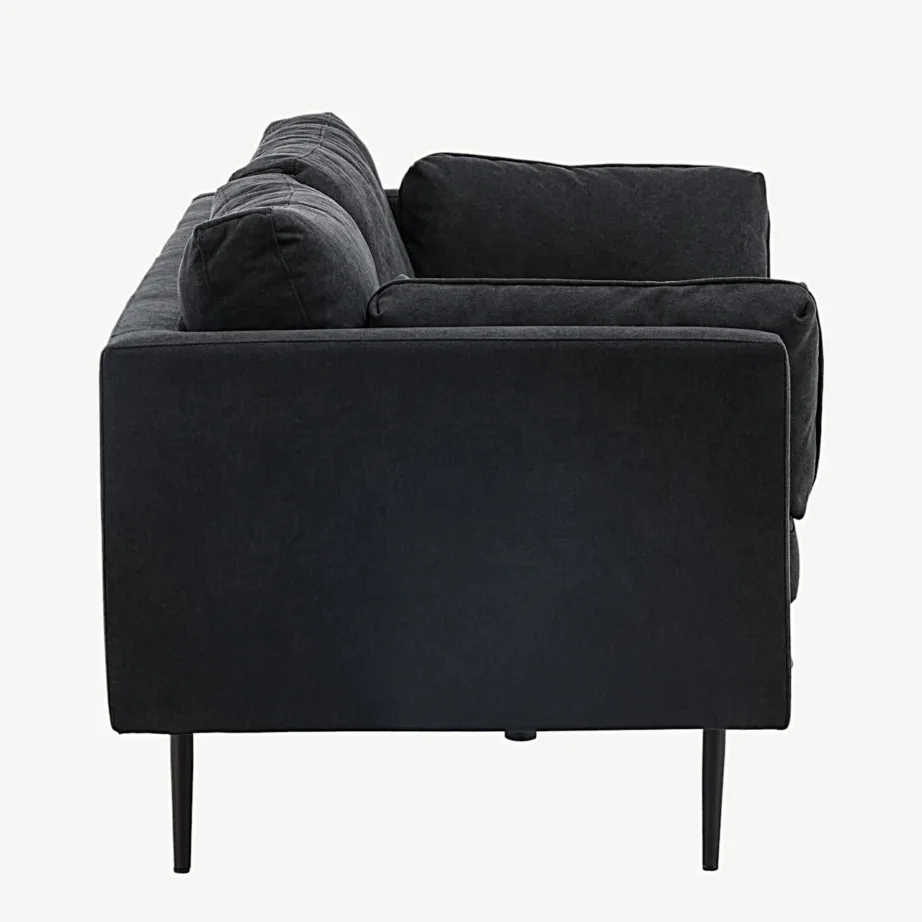 Boom 3-kohaline diivan, musta kangaga ja metalljalgadega, 18045-100 – 2