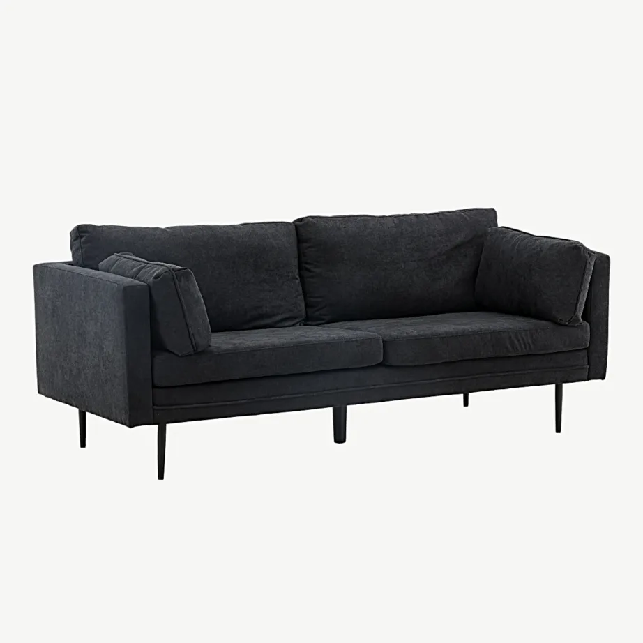 Boom 3-kohaline diivan, musta kangaga ja metalljalgadega, 18045-100