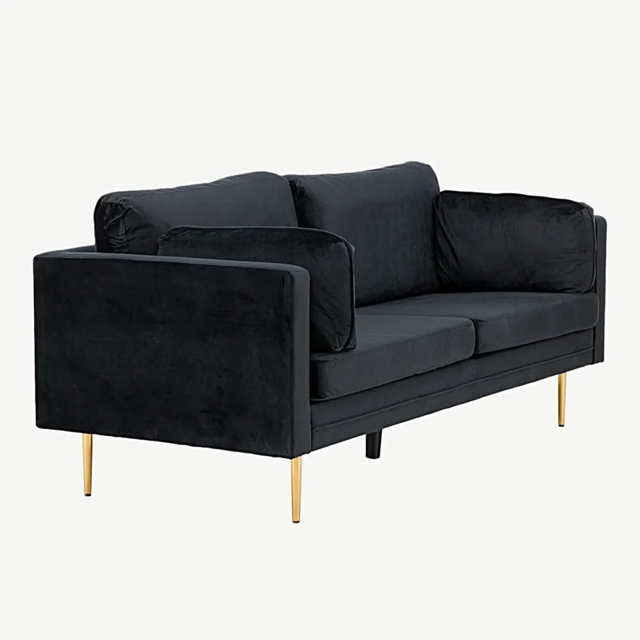 Kolmekohaline must sametdiivan Boom kuldsete jalgadega, 18045-888 – 3