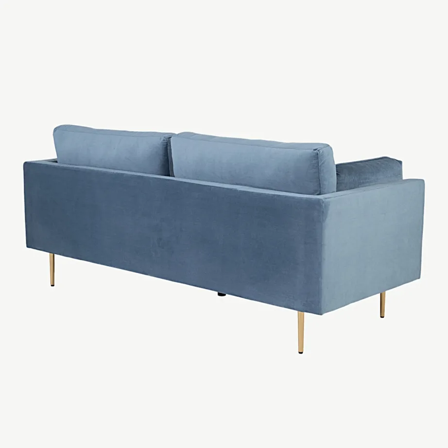 Sinine sametdiivan Boom, 3-kohaline, kuldsete metalljalgadega, 18045-987 – 3