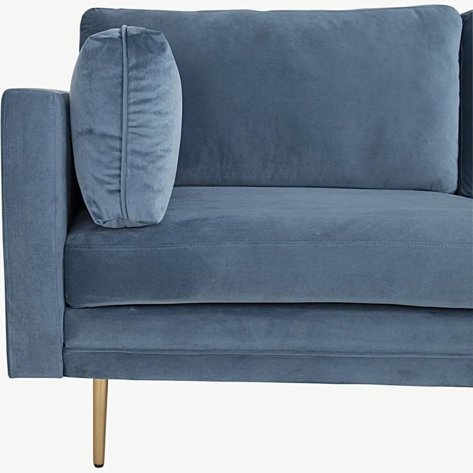 Sinine sametdiivan Boom, 3-kohaline, kuldsete metalljalgadega, 18045-987 – 5