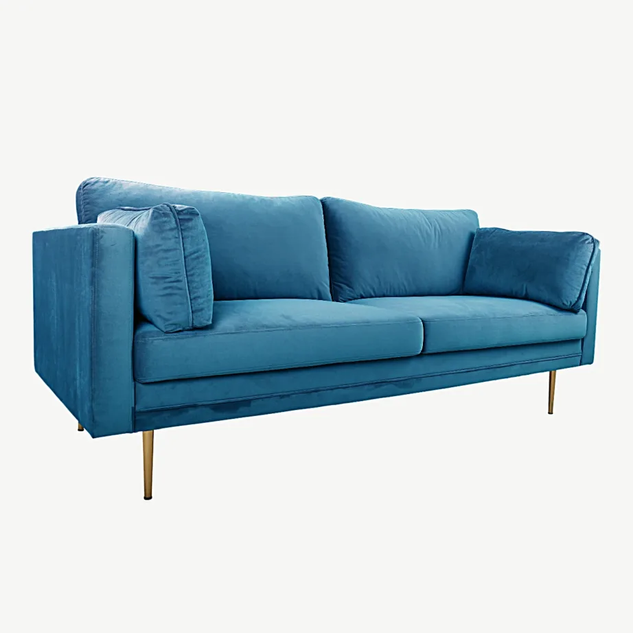 Sinine sametdiivan Boom, 3-kohaline, kuldsete metalljalgadega, 18045-987 – 6