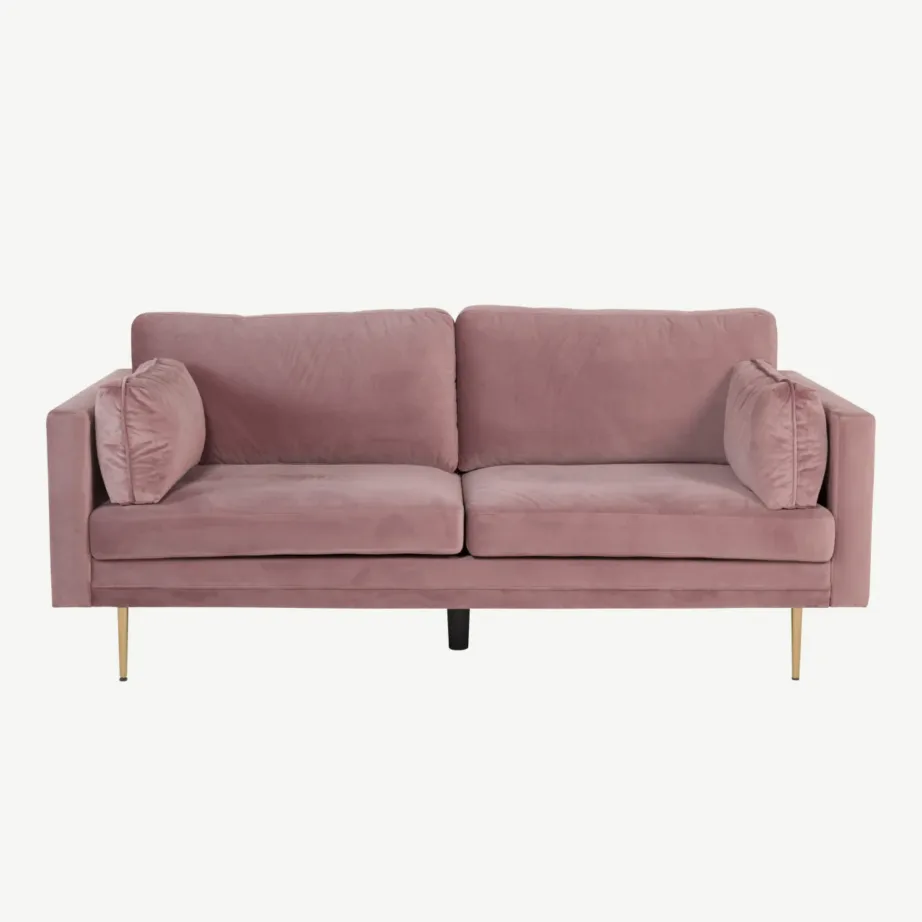 Tolmuroosa sametdiivan Boom, 2–3-kohaline, kuldsete metalljalgadega, 18045-989 – 2