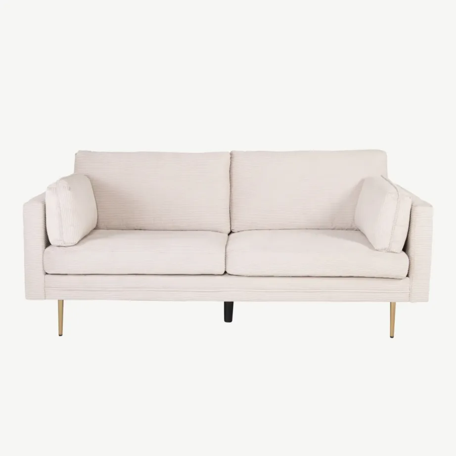 Kolmekohaline hele beež manchesterkangast diivan Boom, kuldsete jalgadega, 18045-995 – 2