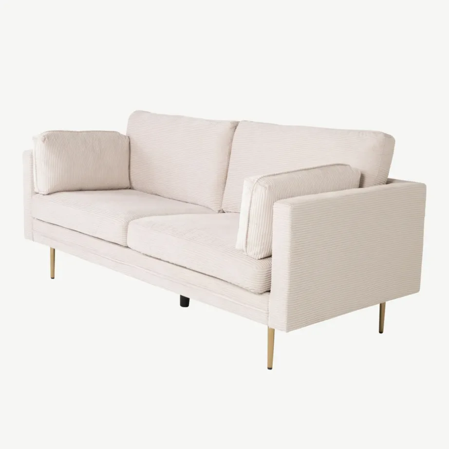 Kolmekohaline hele beež manchesterkangast diivan Boom, kuldsete jalgadega, 18045-995