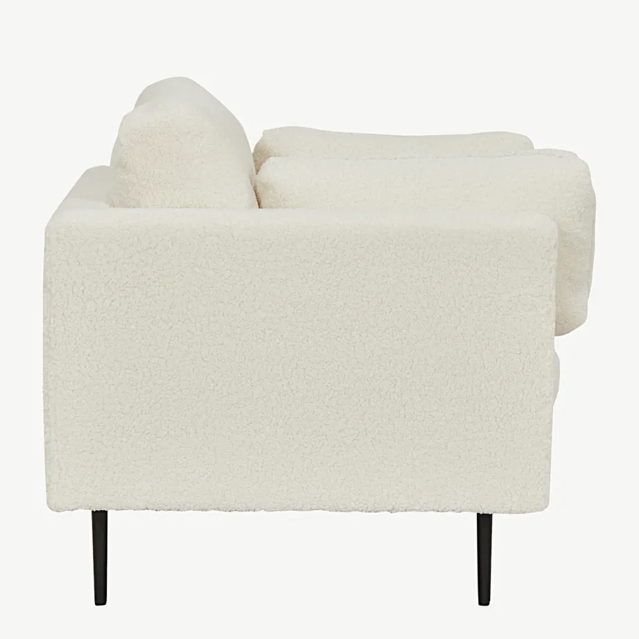 Valge buklee kangaga tugitool Boom mustade metalljalgade ja dekoratiivpatjadega, 18046-000 – 4