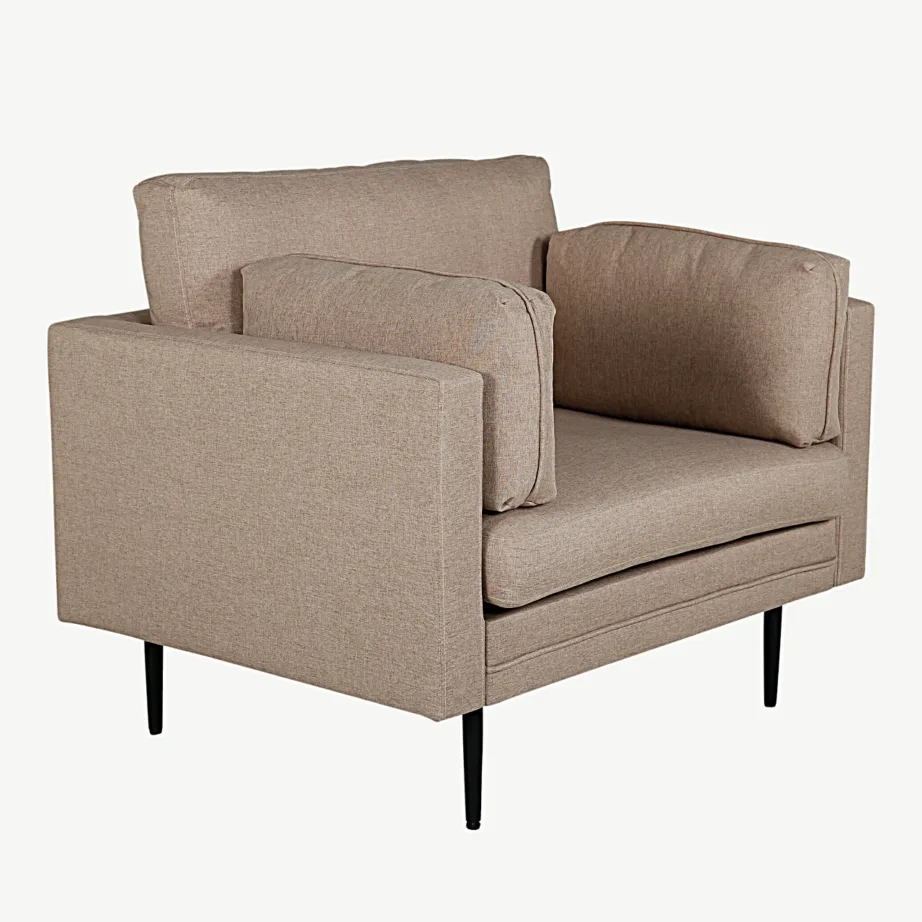 Beežist kangast tugitool Boom mustade terasjalgadega, 18046-657