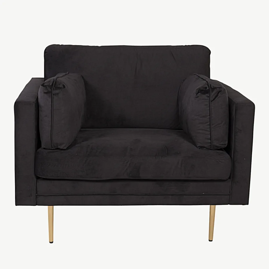 Mustast sametist tugitool Boom kuldsete terasjalgadega, 18046-888 – 2