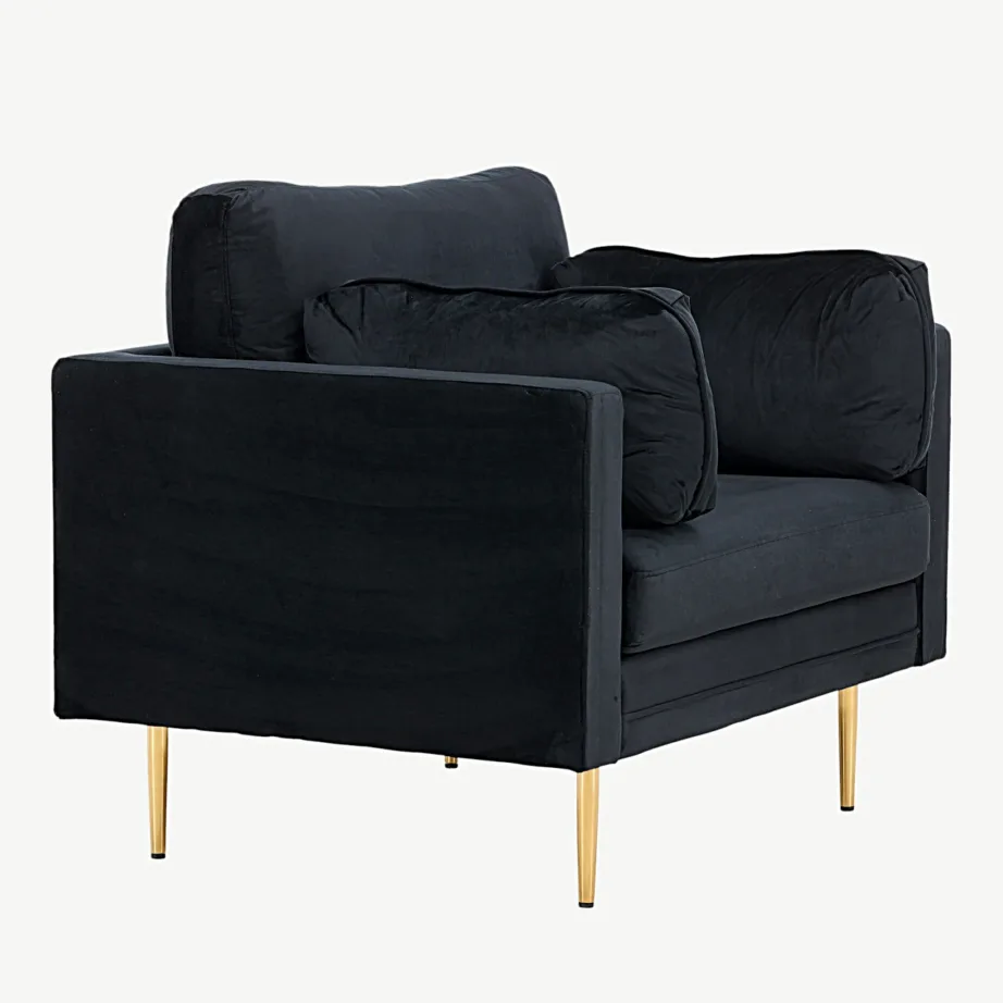 Mustast sametist tugitool Boom kuldsete terasjalgadega, 18046-888 – 4