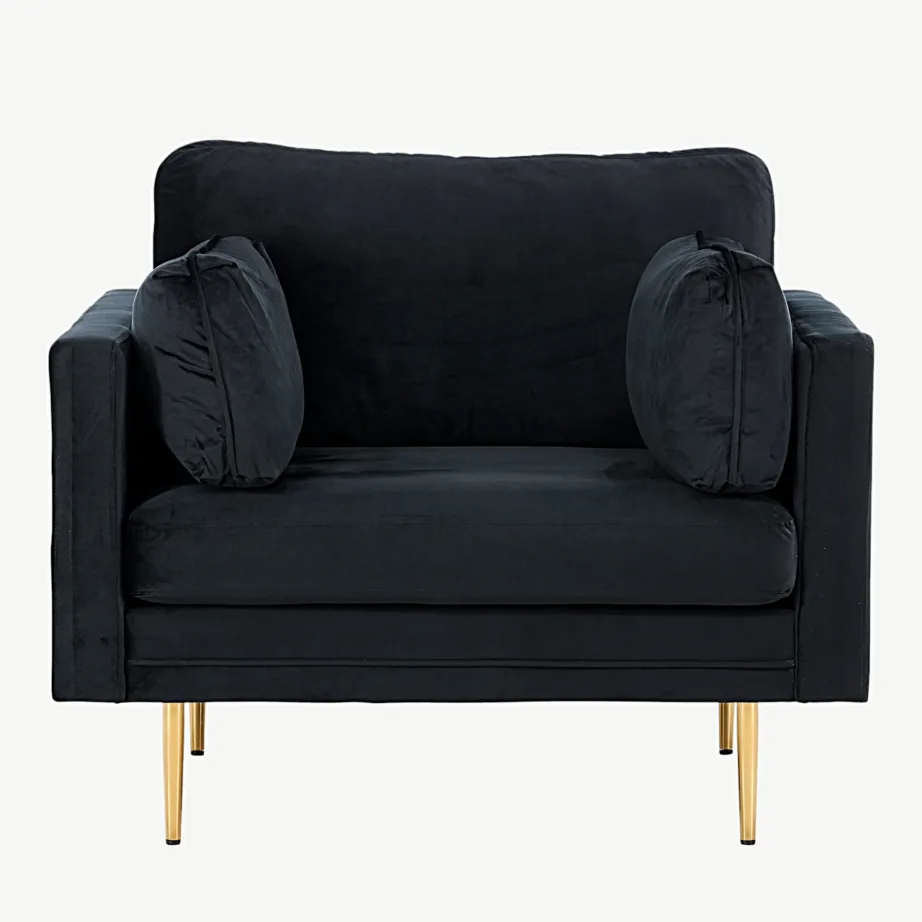 Mustast sametist tugitool Boom kuldsete terasjalgadega, 18046-888 – 5