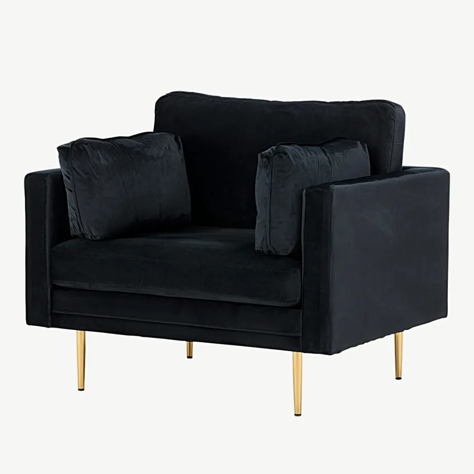 Mustast sametist tugitool Boom kuldsete terasjalgadega, 18046-888 – 7