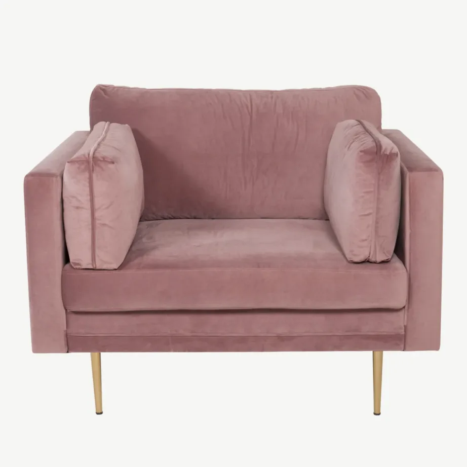 Vanaroosast sametist tugitool Boom kuldsete jalgadega, 18046-989 – 2