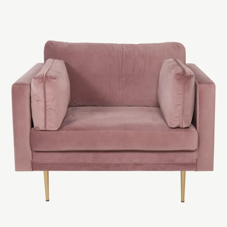 Vanaroosast sametist tugitool Boom kuldsete jalgadega, 18046-989 – 4