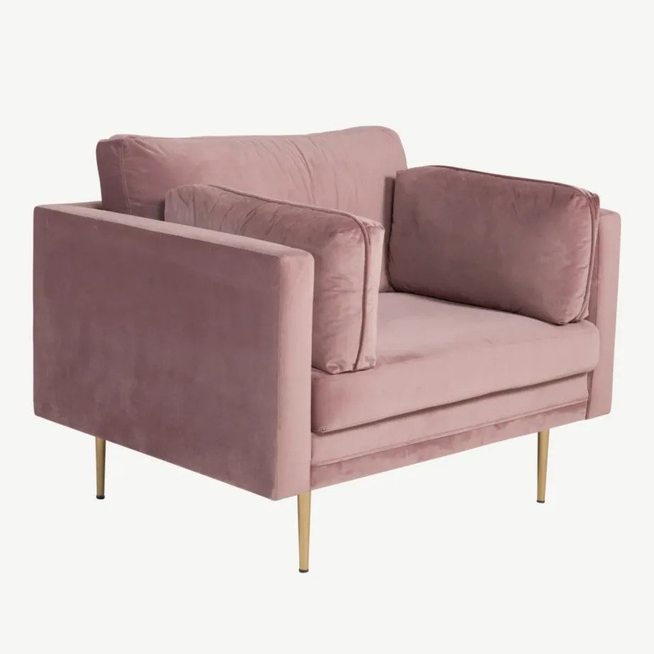 Vanaroosast sametist tugitool Boom kuldsete jalgadega, 18046-989