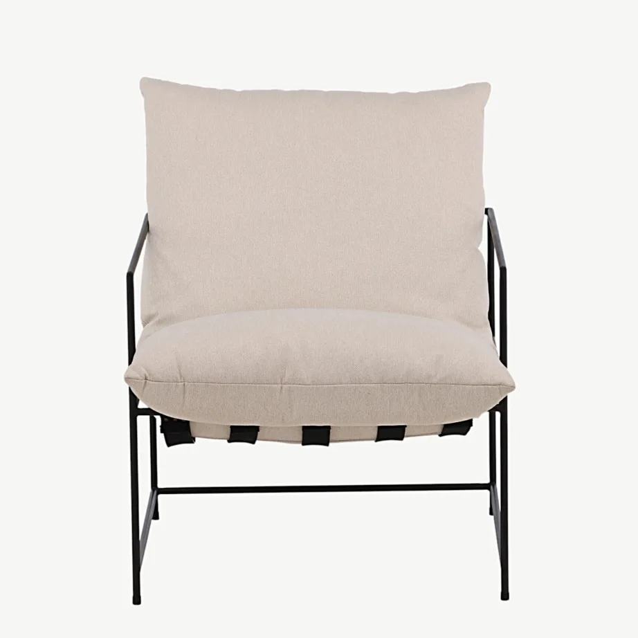 Sedalia tugitool musta terasraamiga ja valge polüesterlinase kattega, 18048-020 – 4