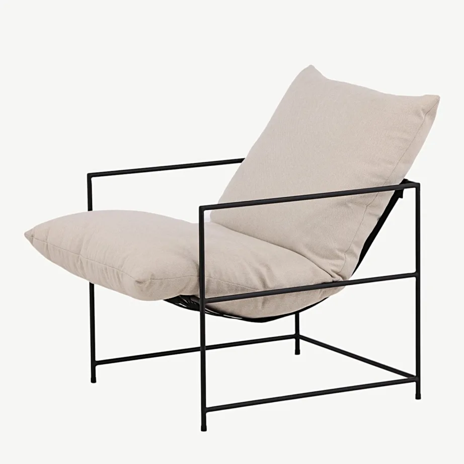 Sedalia tugitool musta terasraamiga ja valge polüesterlinase kattega, 18048-020 – 6