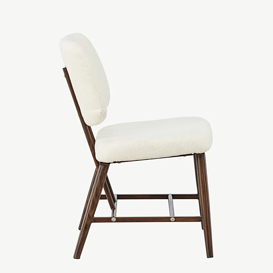 Valge buklee-kattega tugitool pähklitooni terasraamil Midland, 18048-100 – 2