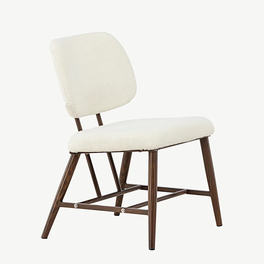 Valge buklee-kattega tugitool pähklitooni terasraamil Midland, 18048-100 – 3