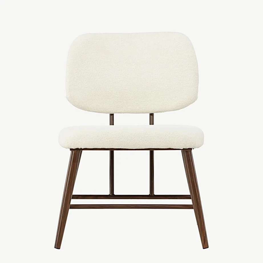 Valge buklee-kattega tugitool pähklitooni terasraamil Midland, 18048-100 – 4