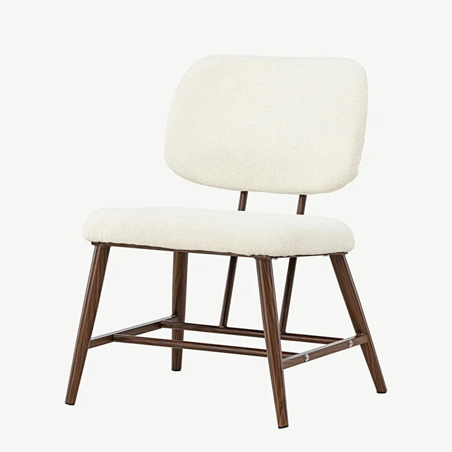 Valge buklee-kattega tugitool pähklitooni terasraamil Midland, 18048-100 – 5