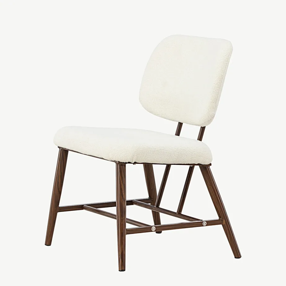 Valge buklee-kattega tugitool pähklitooni terasraamil Midland, 18048-100 – 6