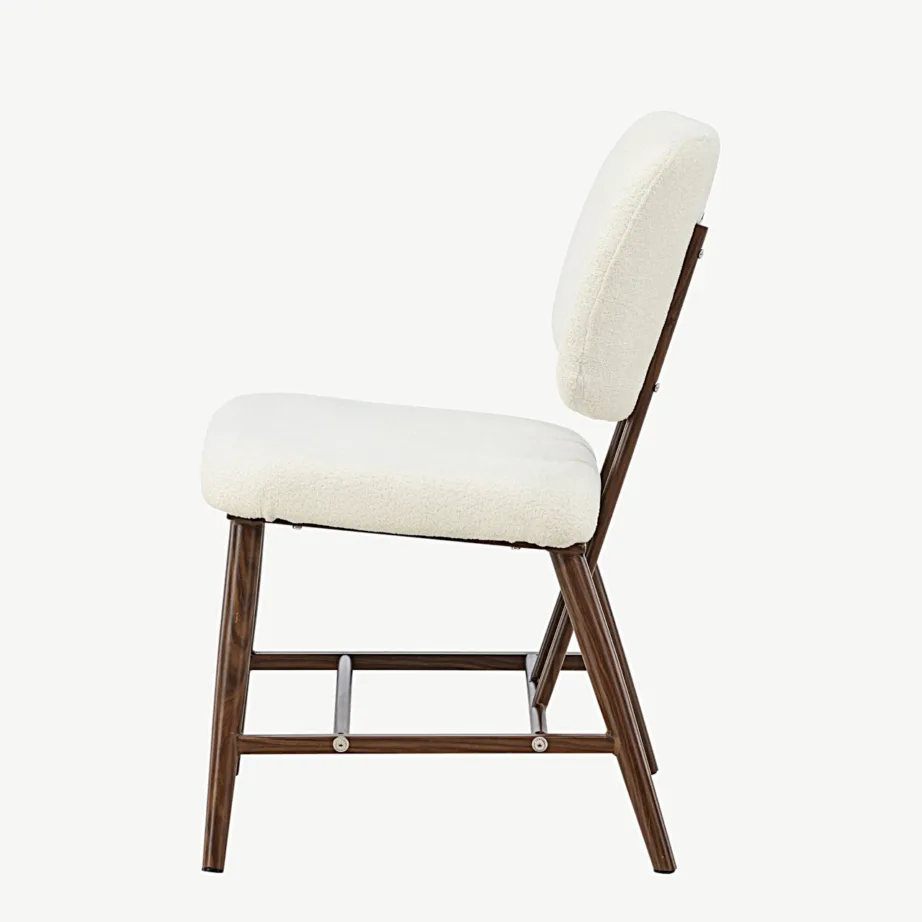 Valge buklee-kattega tugitool pähklitooni terasraamil Midland, 18048-100 – 7