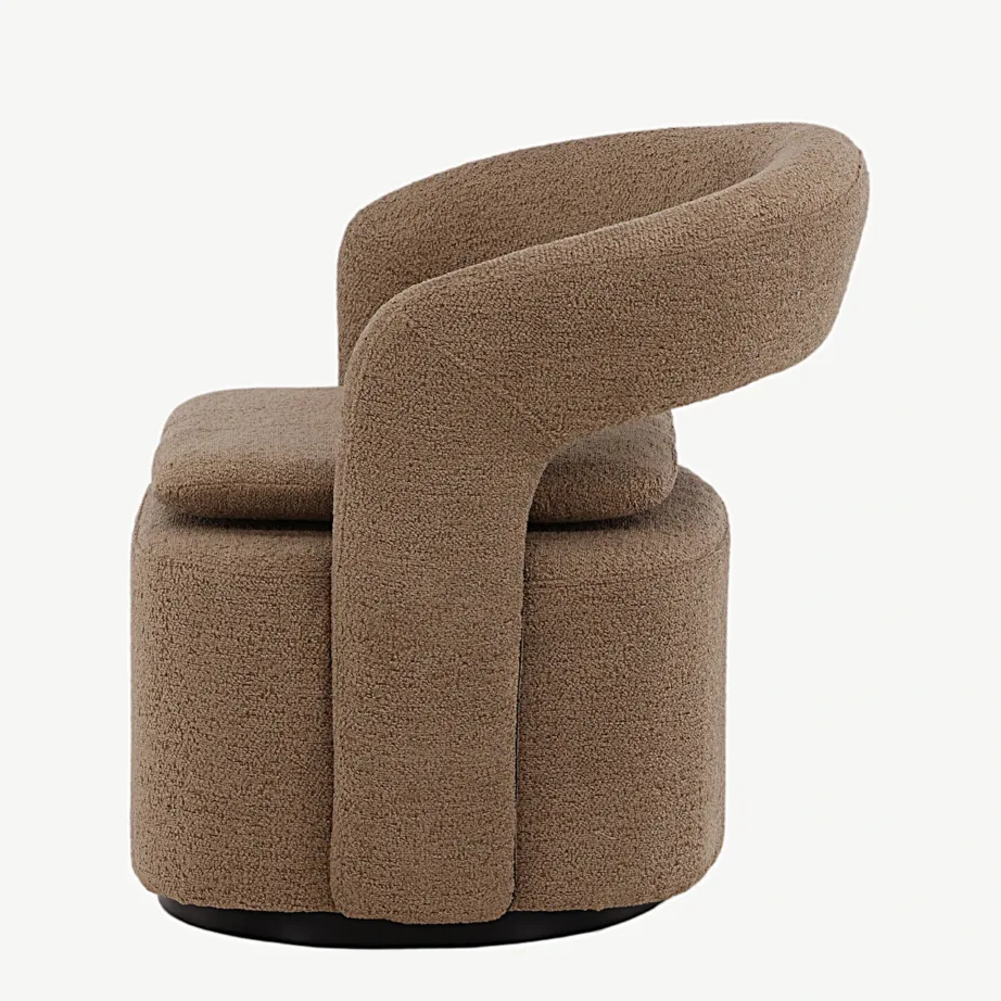 Pöörlev beežist buklee-kangast tugitool Laurel musta terasraamiga, 18048-141 – 7