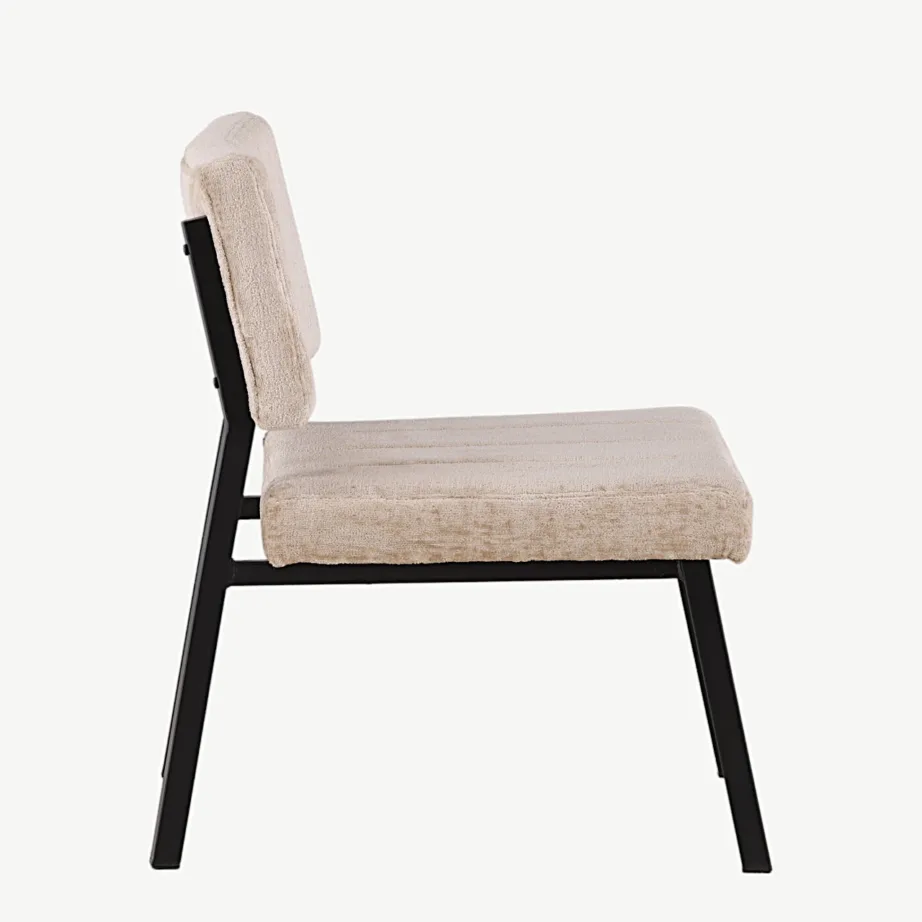 Beežist sametist lounge-tugitool Monett musta metallraamiga, 18048-180 – 2