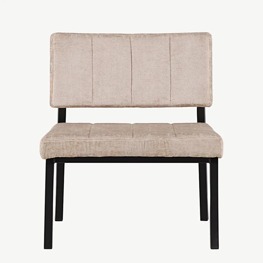 Beežist sametist lounge-tugitool Monett musta metallraamiga, 18048-180 – 4