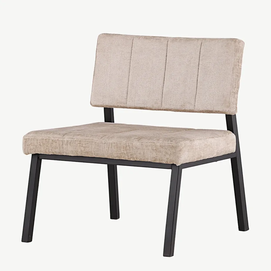 Beežist sametist lounge-tugitool Monett musta metallraamiga, 18048-180 – 5