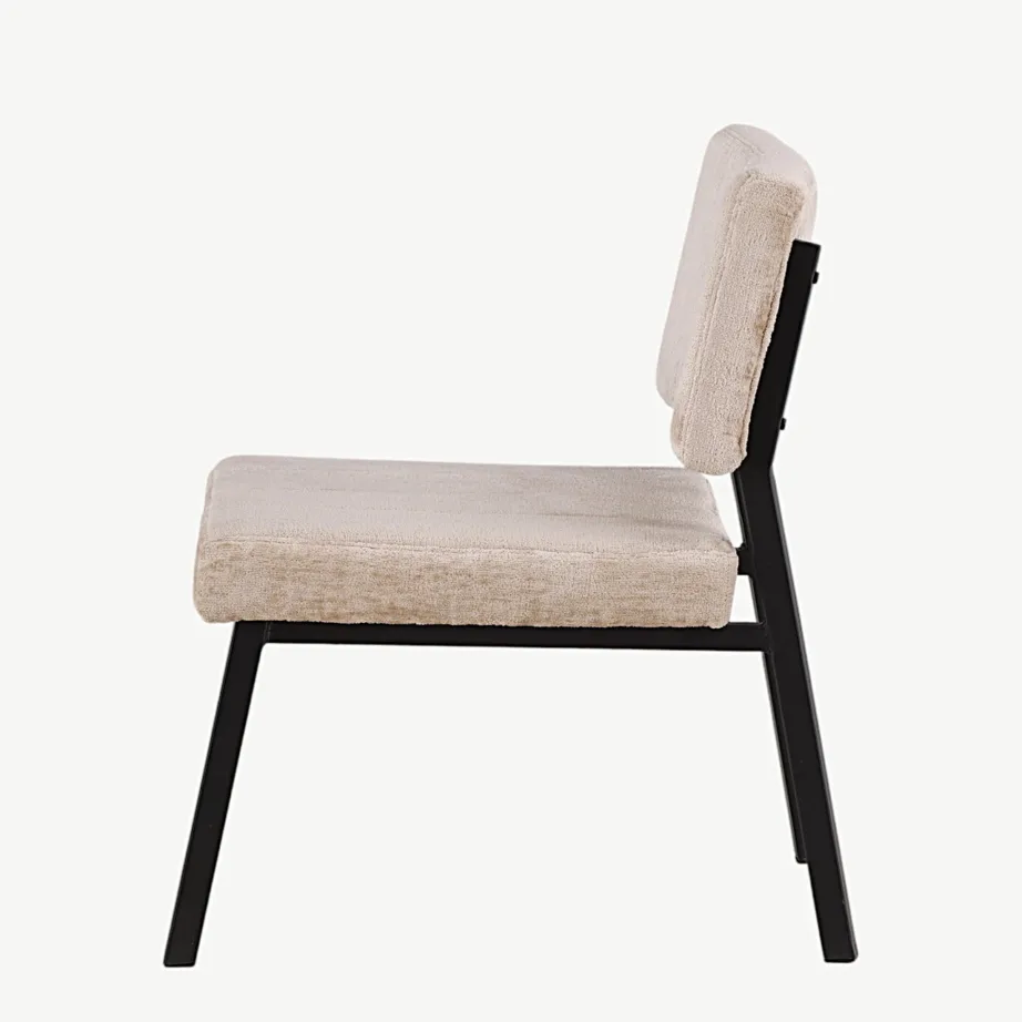 Beežist sametist lounge-tugitool Monett musta metallraamiga, 18048-180 – 7