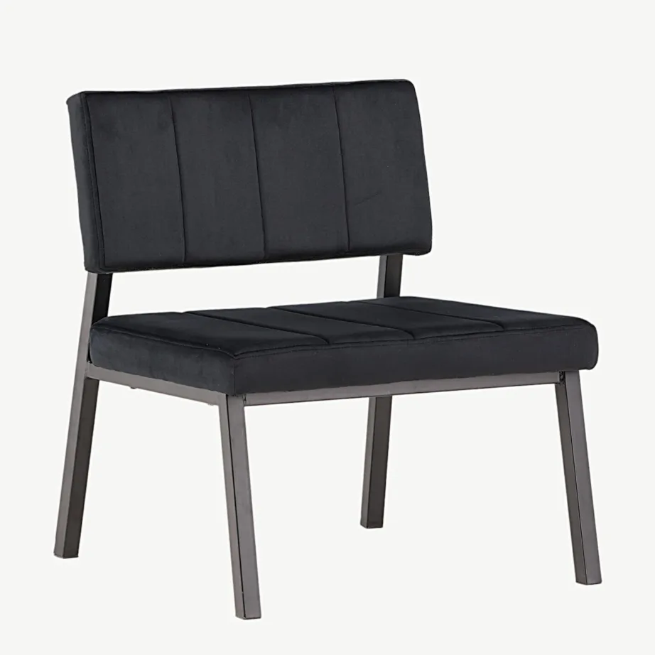 Monett lounge-tool musta sametkattega ja metalljalgadega, 18048-181 – 3