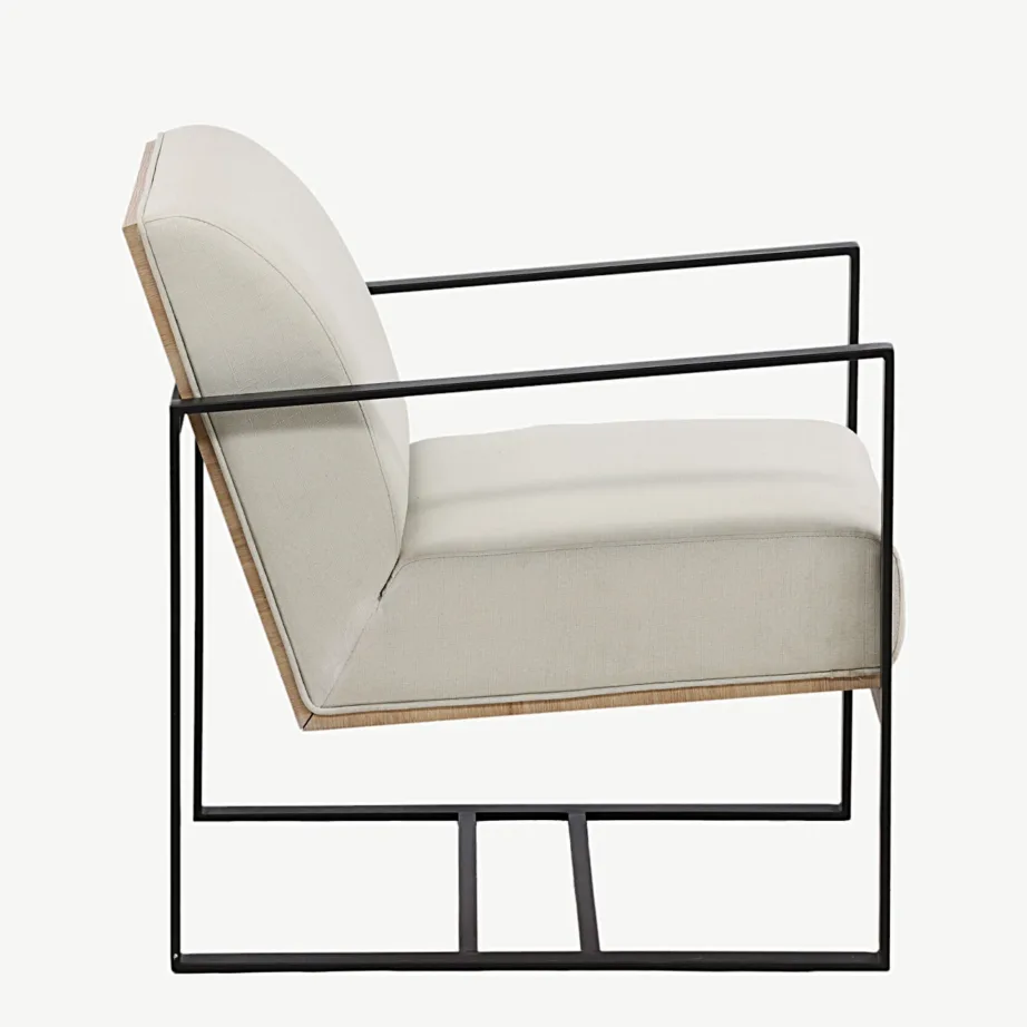 Kansas tugitool murdvalge polüesterlinase katte ja musta terasraamiga, 18048-200 – 2